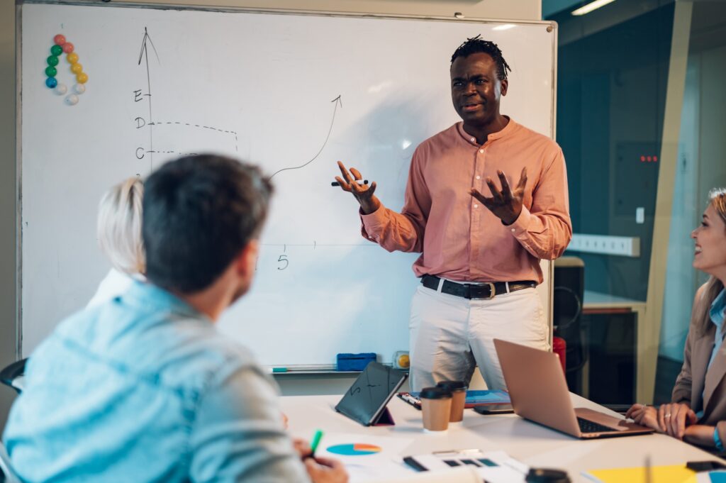 Multiracial business team having a meeting in the office